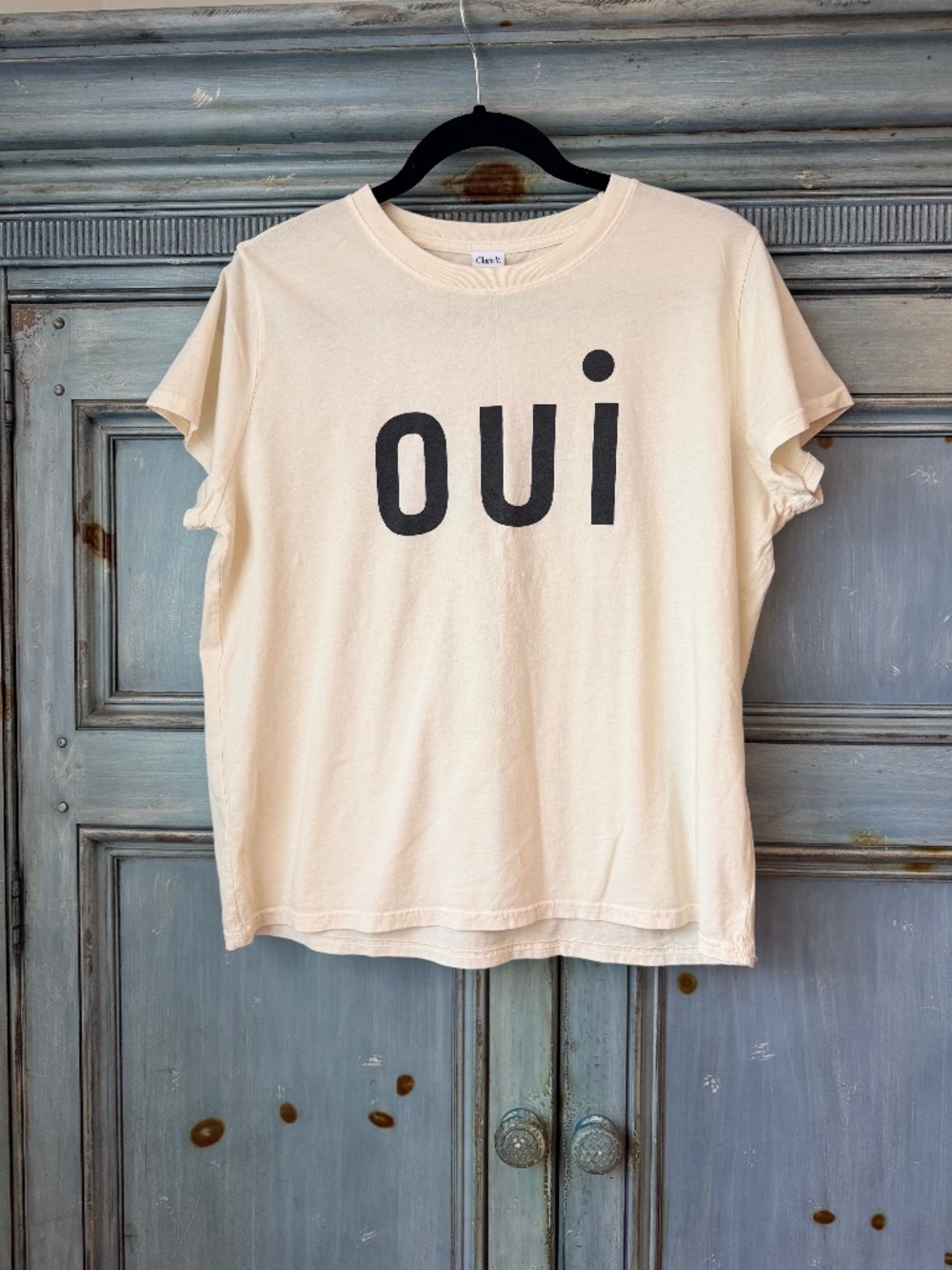 Clare V OUI Ivory Tee Size  L NWOT